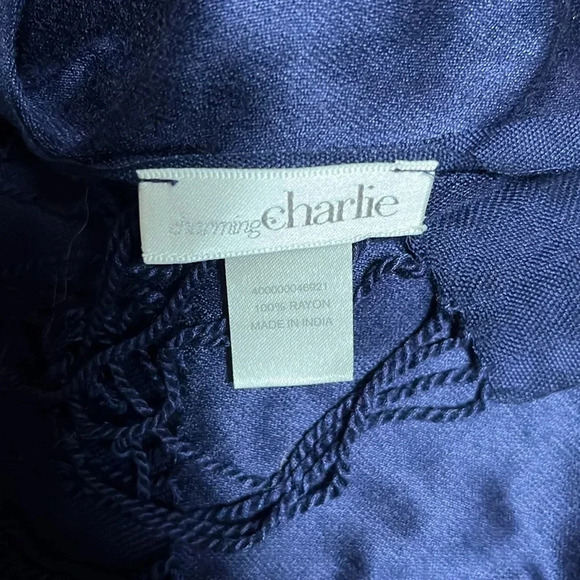 Charming Charlie Scarf pashmina wrap with fringe - navy blue - Picture 3 of 3